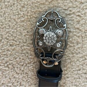 Women’s Black Studded Belt with Metallic Accents